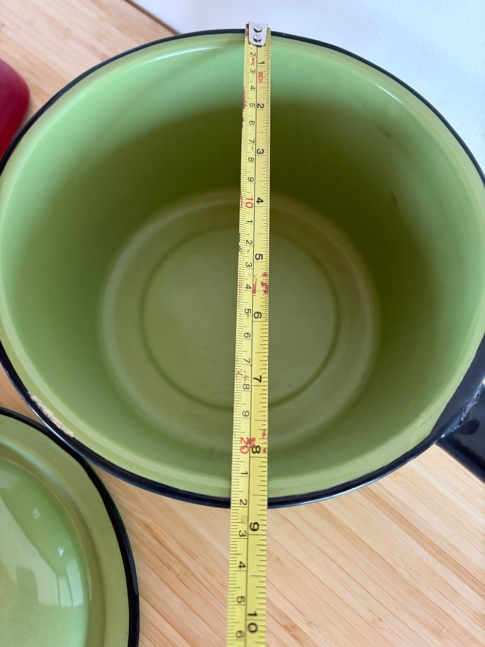 Vintage Sage Green Enamelware Saucepan with Lid Camping Cottagecore Farmhouse - Picture 6 of 8